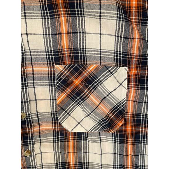 Field & Stream Men's Short Sleeve Button Up Flannel Shirt Size 2XL Orange Blue - Picture 2 of 6